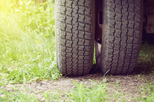 istock Truck tire close-up. Abstract background. 969010474