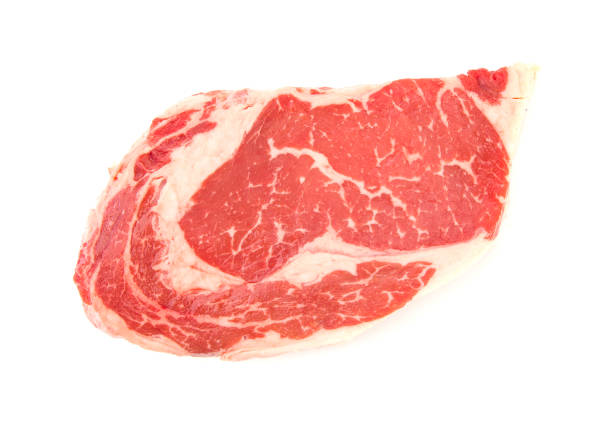 istock Raw Rib Eye Steak on a White Background 969015338