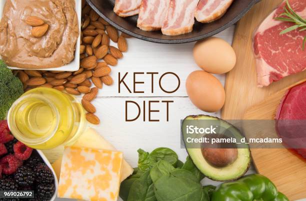 Various Foods That Are Perfect For The Keto Diet Stock Photo - Download Image Now - Ketogenic Diet, Food, Healthy Eating