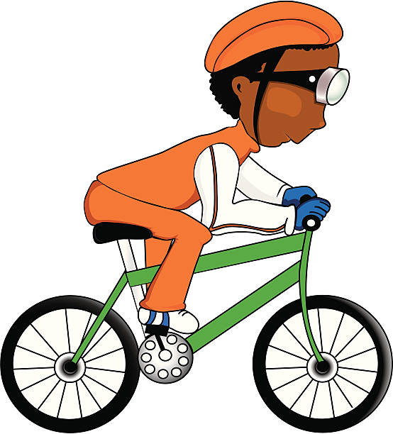 Afro-americano homem de bicicleta - ilustração de arte em vetor