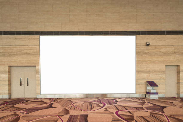 istock Empty blank advertising billboard on wall for your text message or media and content in airport. 969034782