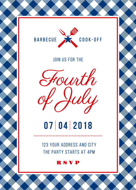 Fourth of July BBQ Party Invitation - Illustration Fourth of July BBQ Party Invitation - Illustration paper plate stock illustrations