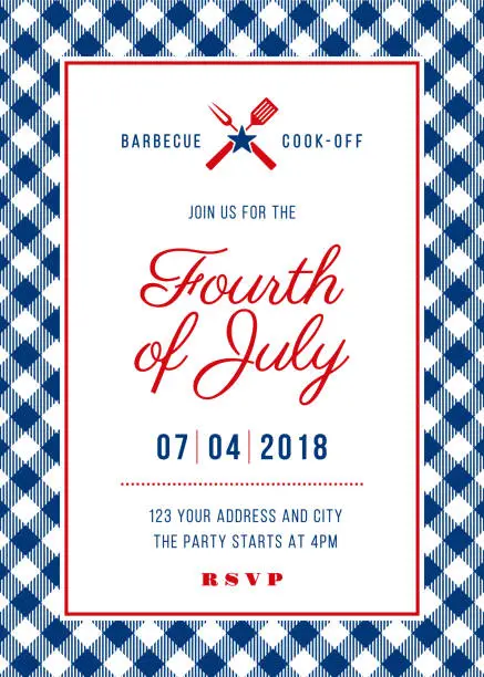 Vector illustration of Fourth of July BBQ Party Invitation - Illustration