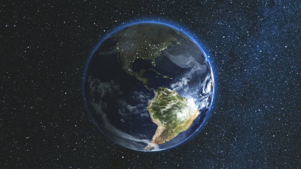 istock Realistic Earth Planet against the the star sky 969038082
