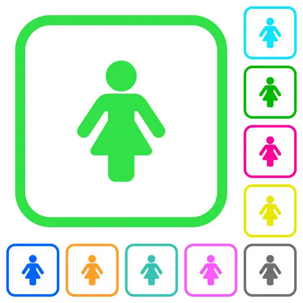 Vector illustration of Female sign vivid colored flat icons