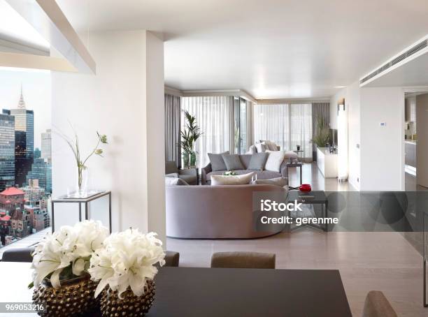 Luxury Living Room Stock Photo - Download Image Now - New York City, Apartment, Luxury
