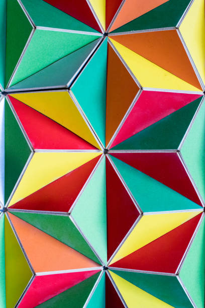 istock polygonal surface with colored triangles, tessellation of a three-dimensional floor with colored polygons. 969053628