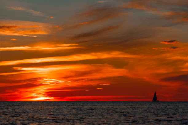Marmara sea, Seascape at sunset. Istanbul - Turkey.