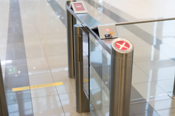 istock security at an entrance gate with key card access control smart office building 969066958