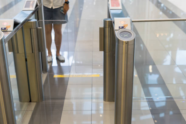 istock security at an entrance gate with key card access control smart office building 969067038