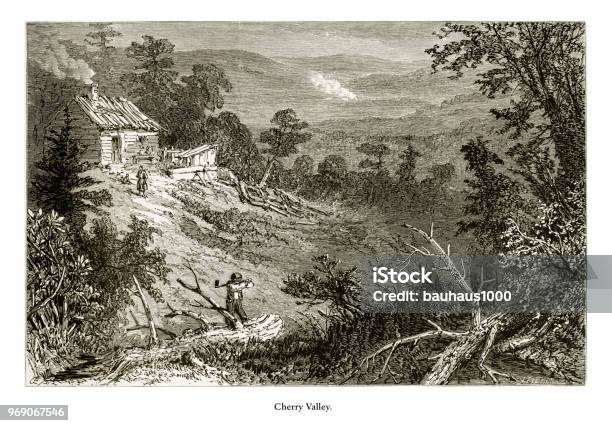 Cherry Valley Delaware River Water Gap Pennsylvania United States American Victorian Engraving 1872 Stock Illustration - Download Image Now