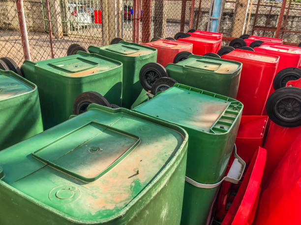 istock Green, red bins , Recycling bins , Public trash 969076622