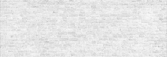 White wash brick wall panoramic background. Home and office modern design backdrop