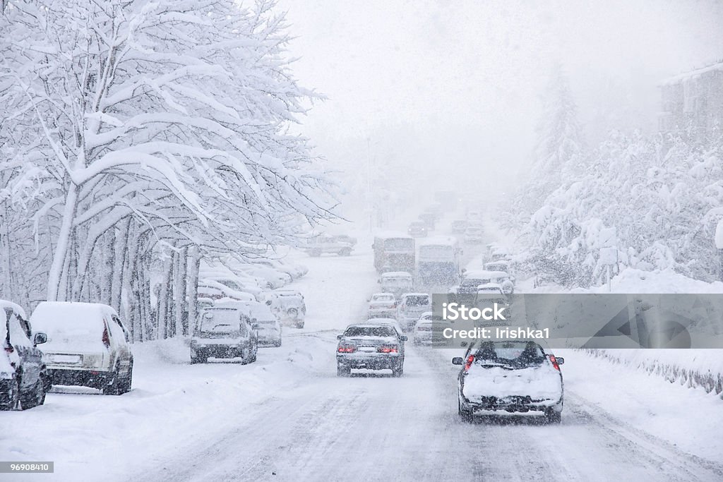 snowstorm  Street Stock Photo