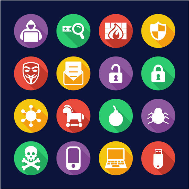 Hacker Icons Flat Design Circle This image is a vector illustration and can be scaled to any size without loss of resolution. vendetta stock illustrations