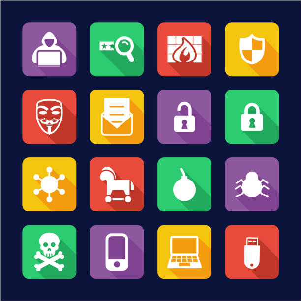 Hacker Icons Flat Design This image is a vector illustration and can be scaled to any size without loss of resolution. vendetta stock illustrations