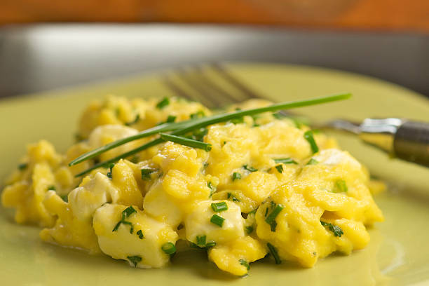 istock Plate of Scrambled Eggs with Chives 96909527