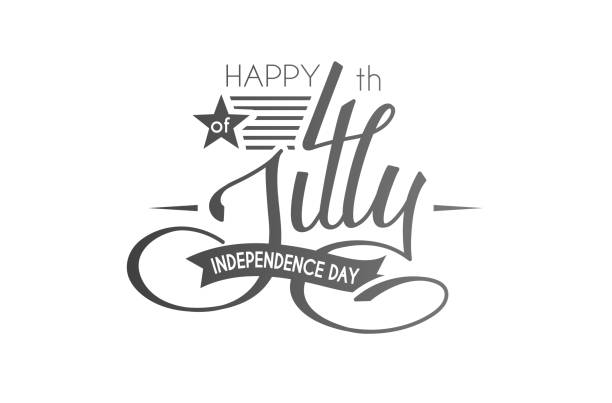 Independence Day USA lettering 4 july for design of card, flyer, poster vector art illustration