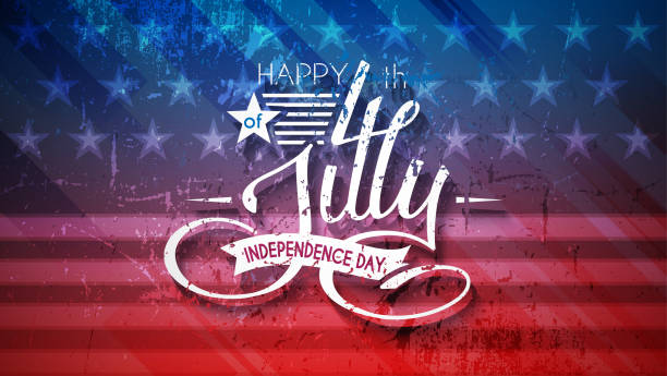 Independence Day USA background with lettering 4 july for design of card, flyer, poster vector art illustration