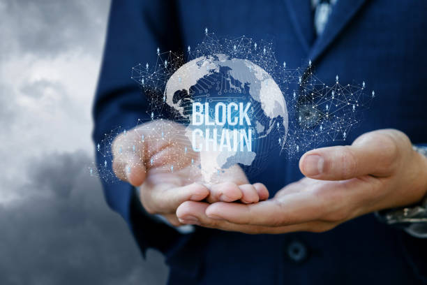 istock Businessman Showing the block chain . 969103104