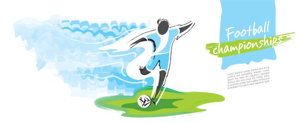 вектор футбольного чемпионата. художественный образный футбольный персонаж. - youth league stock illustrations