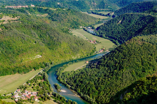 Photo of View on Kolpa river from Kozice mount, Bela Krajina, Slovenia.