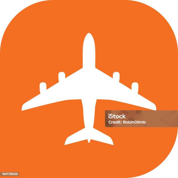 Orange Commercial Airplane Icon Stock Illustration - Download Image Now - Aerospace Industry, Air Vehicle, Airplane