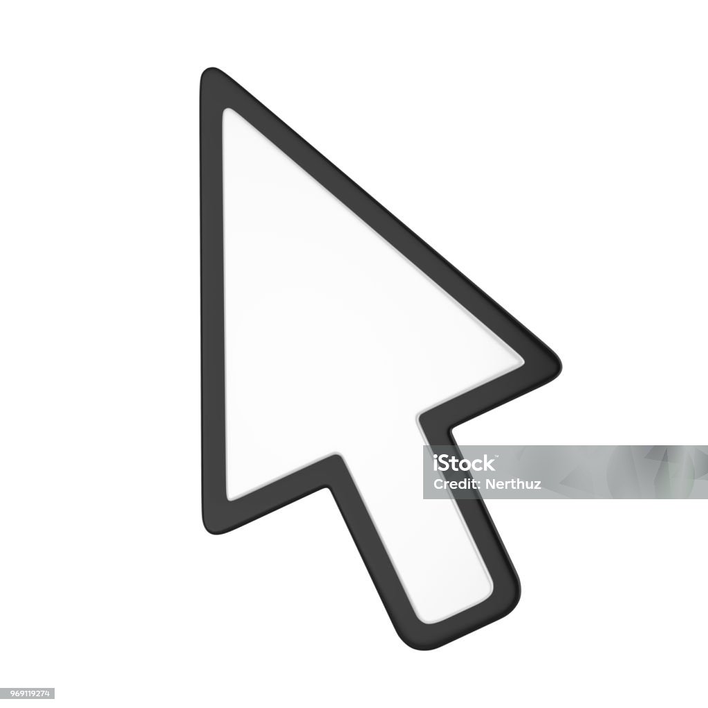 Mouse Cursor Arrow Isolated Mouse Cursor Arrow isolated on white background. 3D render Computer Mouse Stock Photo