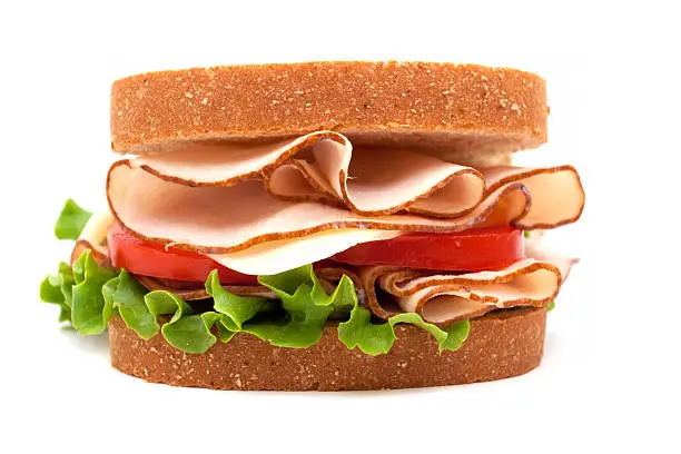 Photo of Turkey sandwich on whole wheat bread