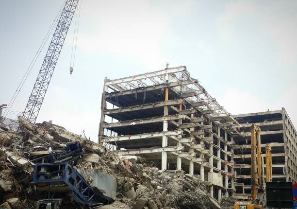istock Construction demolition of a skyscraper office building 969121820