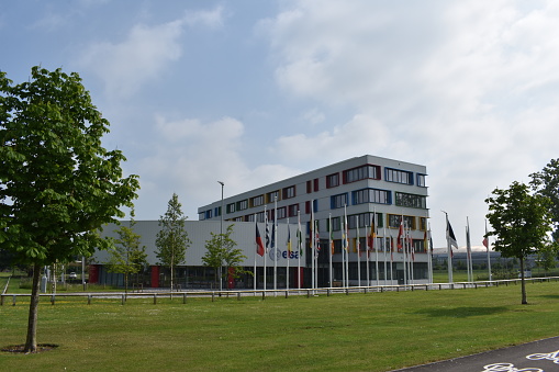 Harwell, United Kingdom - 28 May 2018. Offices of ESA's European Centre for Space Applications and Telecommunications (ECSAT). As a non-EU organisation, the UK will remain a member of the European Space Agency on leaving the EU.