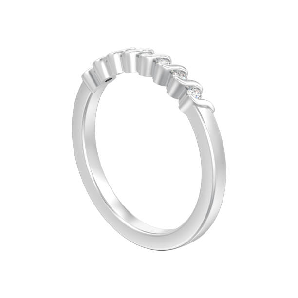 istock 3D illustration isolated silver engagement anniversary band diamond ring 969132954