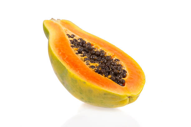 istock Sliced papaya isolated on white background 96913329