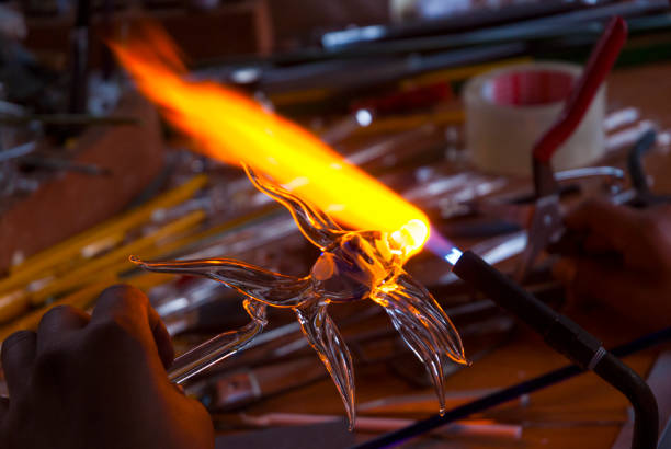 istock Chemical glassware with fire background 969148962