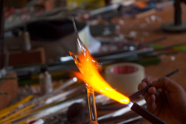 istock Chemical glassware with fire background 969148970