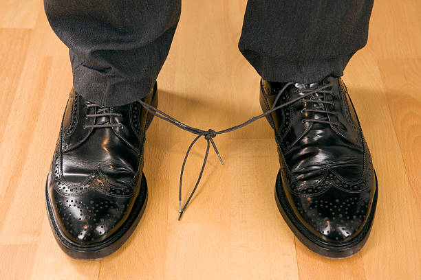 Laces on the shoe, close-up.