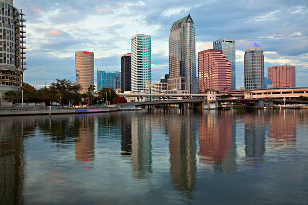 Downtown Tampa and reflections stock photo