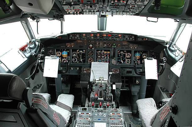 istock Cockpit view of a commertial airplane 96917046