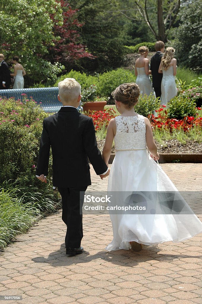 Ring Bearer and Flower Girl  Back Stock Photo