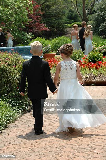 Ring Bearer And Flower Girl Stock Photo - Download Image Now - Back, Blond Hair, Boys