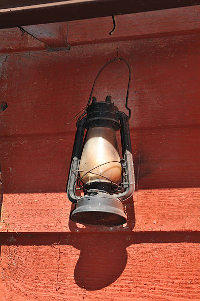 istock Lit Antique oil lamp 96917821