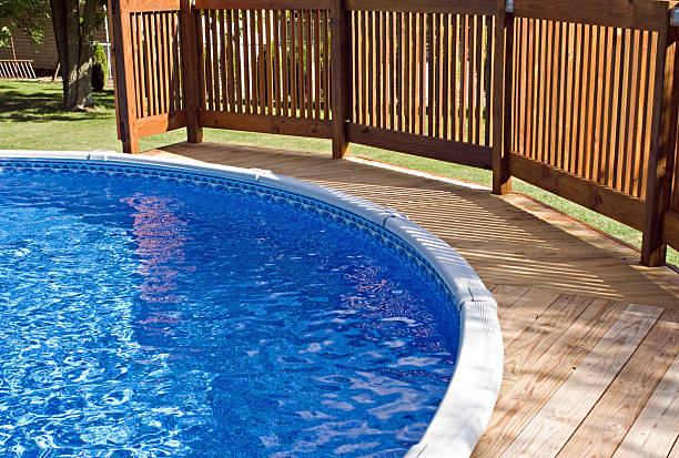 Pool Deck and Railing stock photo