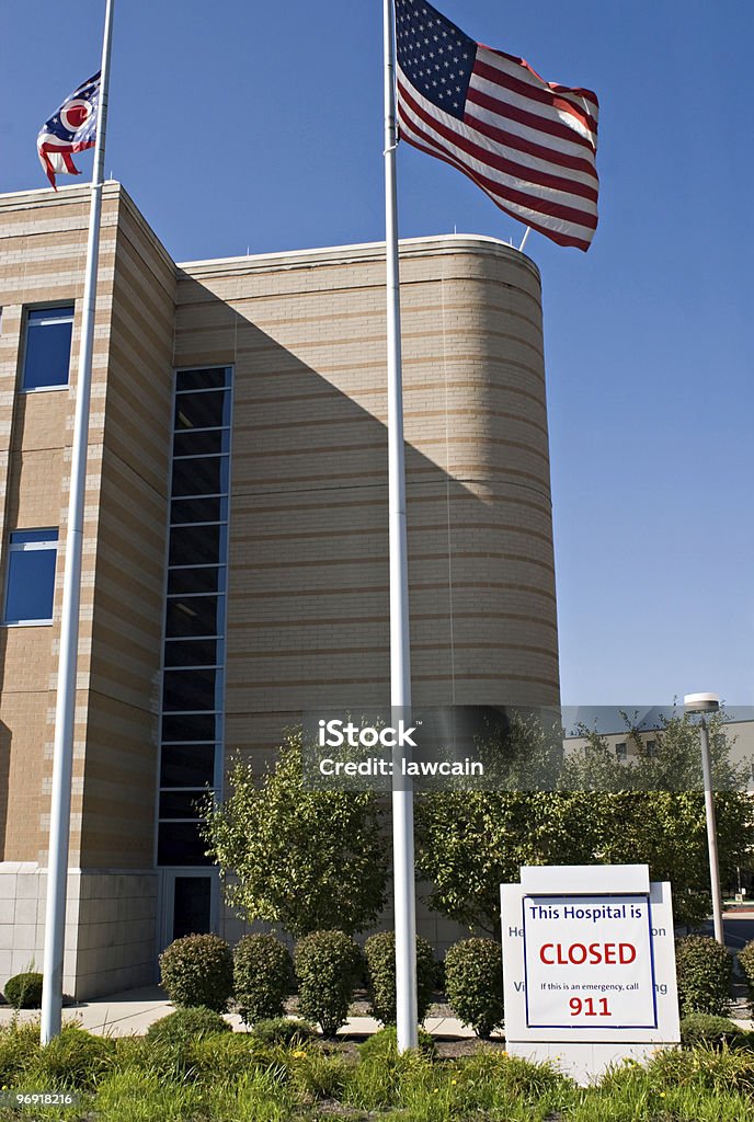 Hospital Closure  American Flag Stock Photo