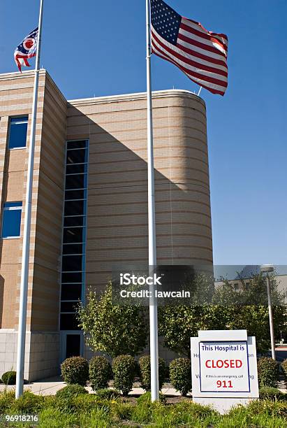 Hospital Closure Stock Photo - Download Image Now - American Flag, Hospital, No People