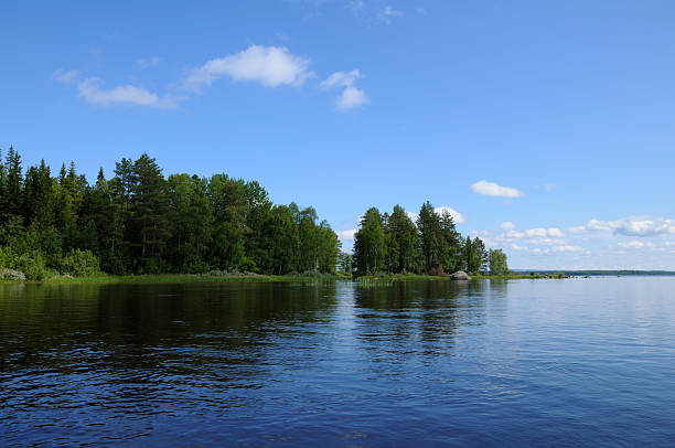 istock Typical Karelian lake with huge boulders 96918422