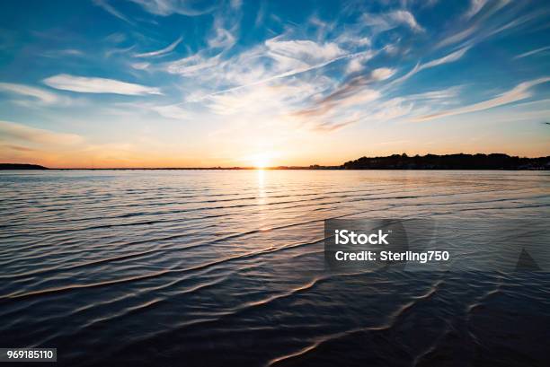 Vibrant Sunset On The Uks South Coast Stock Photo - Download Image Now - Beauty, Blue, Bournemouth - England