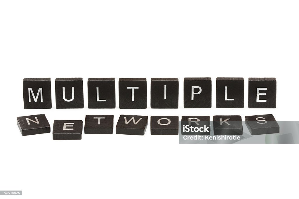 Multiple networks scrabble tiles  Alphabet Stock Photo