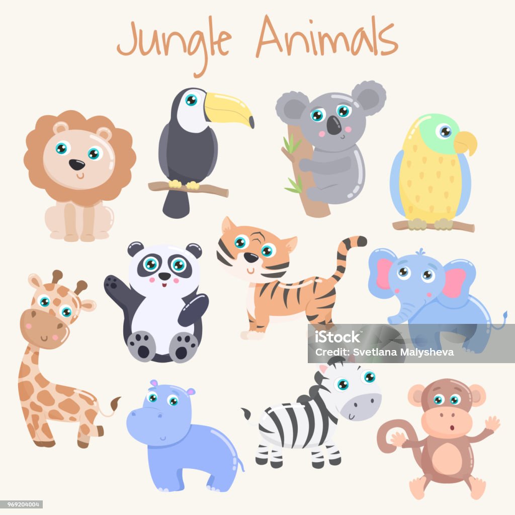 Leuke Jungle Dieren Stockvectorkunst En Meer Beelden Van Aap - Aap, Afrika,  Cartoon - Istock