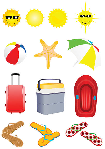 Summer set vector art illustration