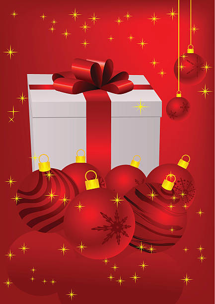 Christmas present box vector art illustration